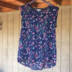 Floral Cap Sleeve Blouse